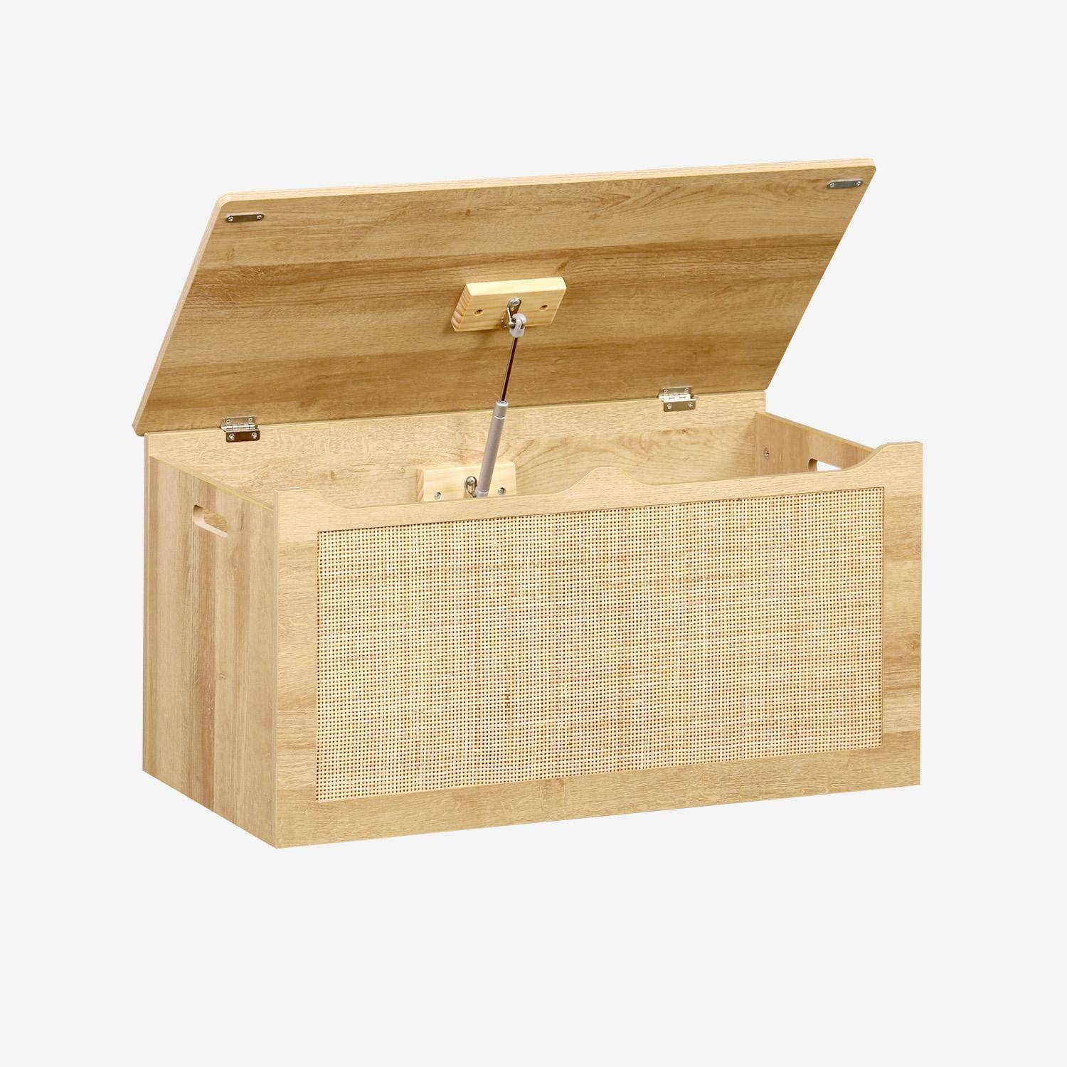 Spielzeugtruhe in Rattanoptik für Kinderzimmer, Klappdeckel, seitliche Griffe - Bohème Photo4
