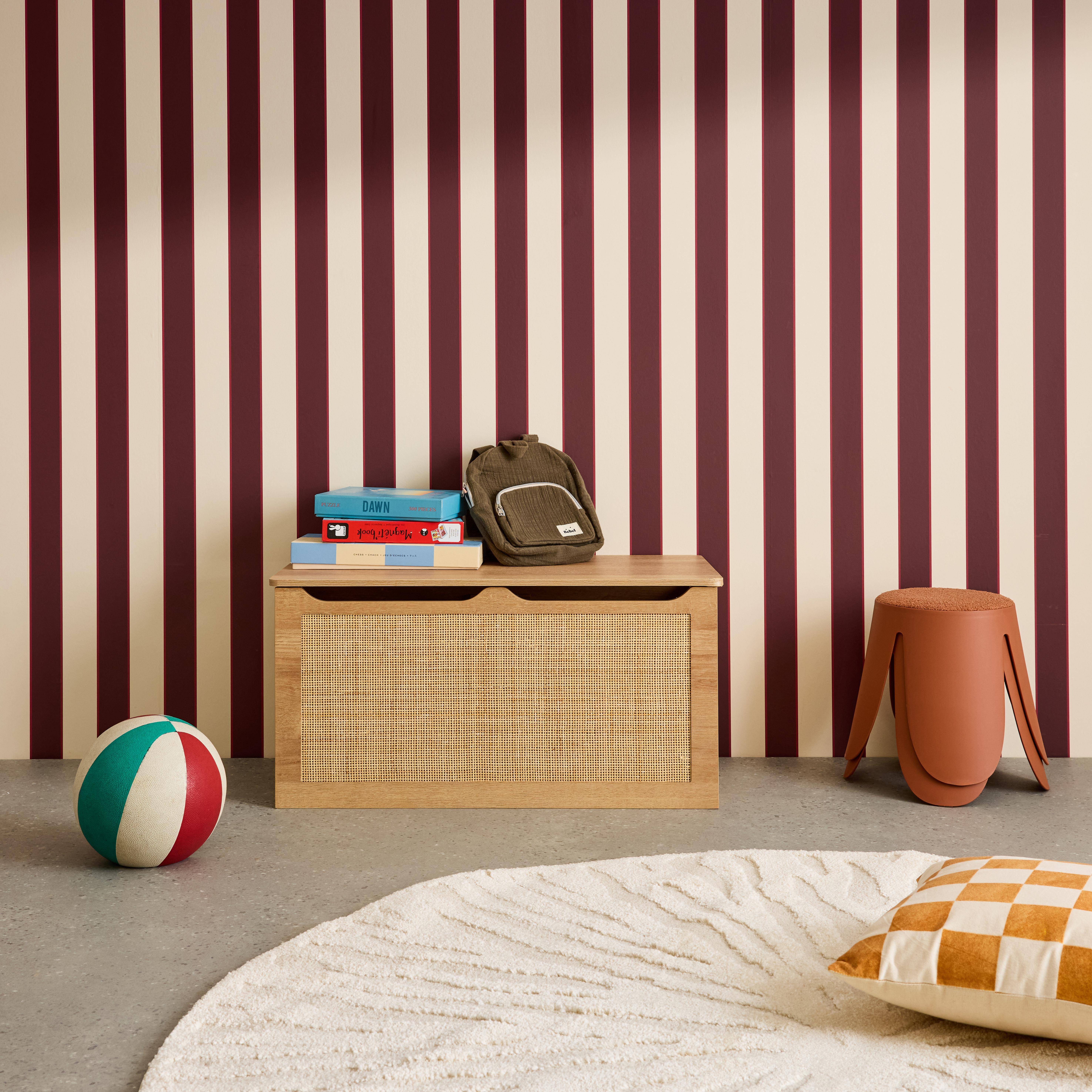 Spielzeugtruhe in Rattanoptik für Kinderzimmer, Klappdeckel, seitliche Griffe - Bohème Photo1