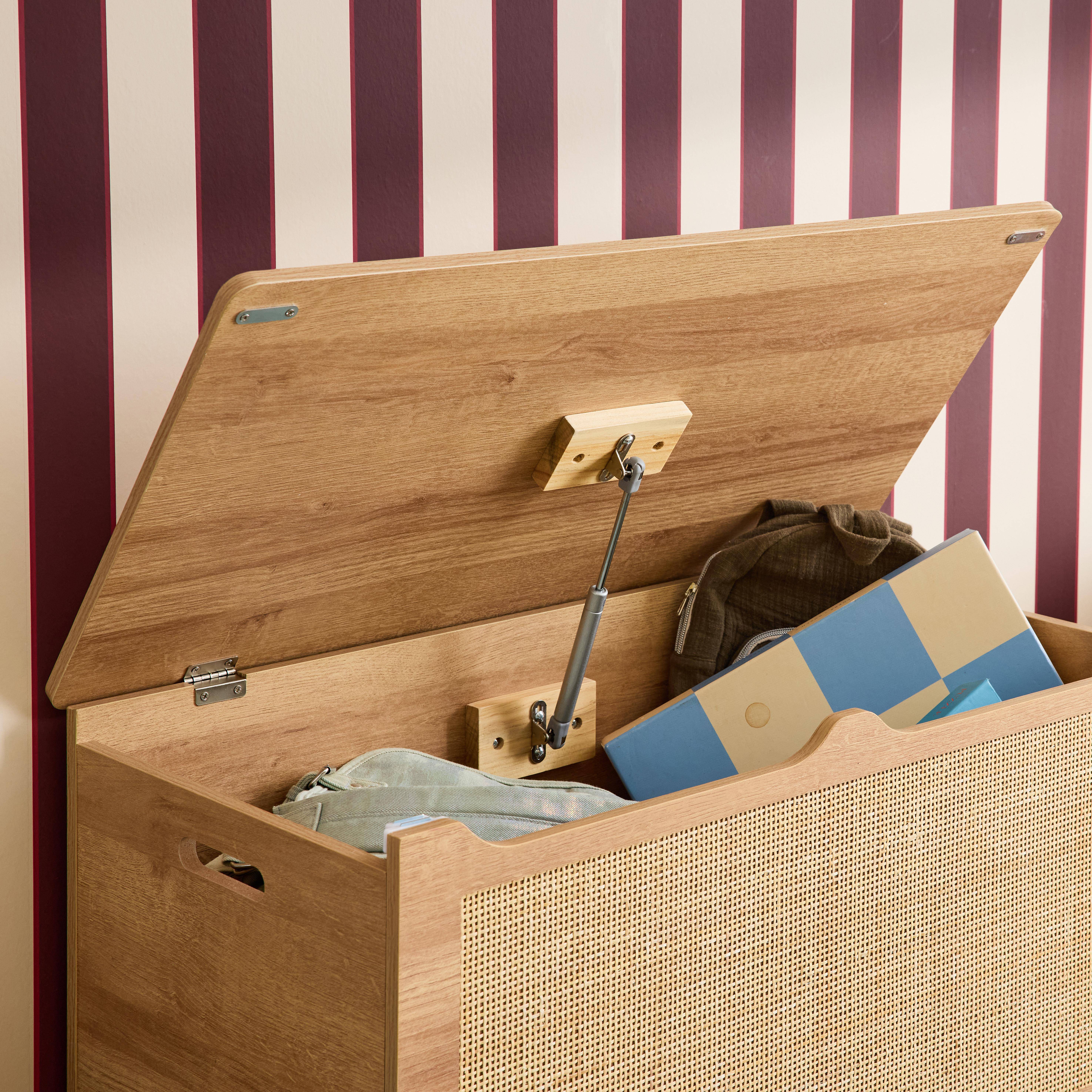 Spielzeugtruhe in Rattanoptik für Kinderzimmer, Klappdeckel, seitliche Griffe - Bohème Photo4