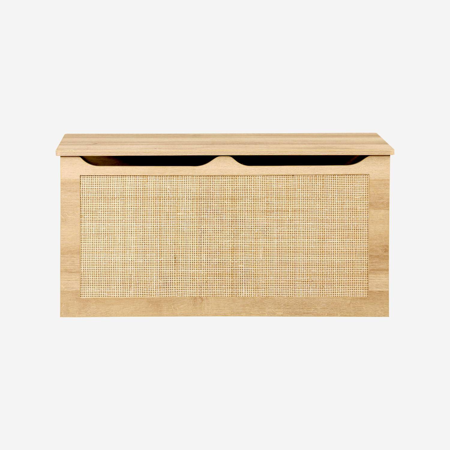Spielzeugtruhe in Rattanoptik für Kinderzimmer, Klappdeckel, seitliche Griffe - Bohème Photo3