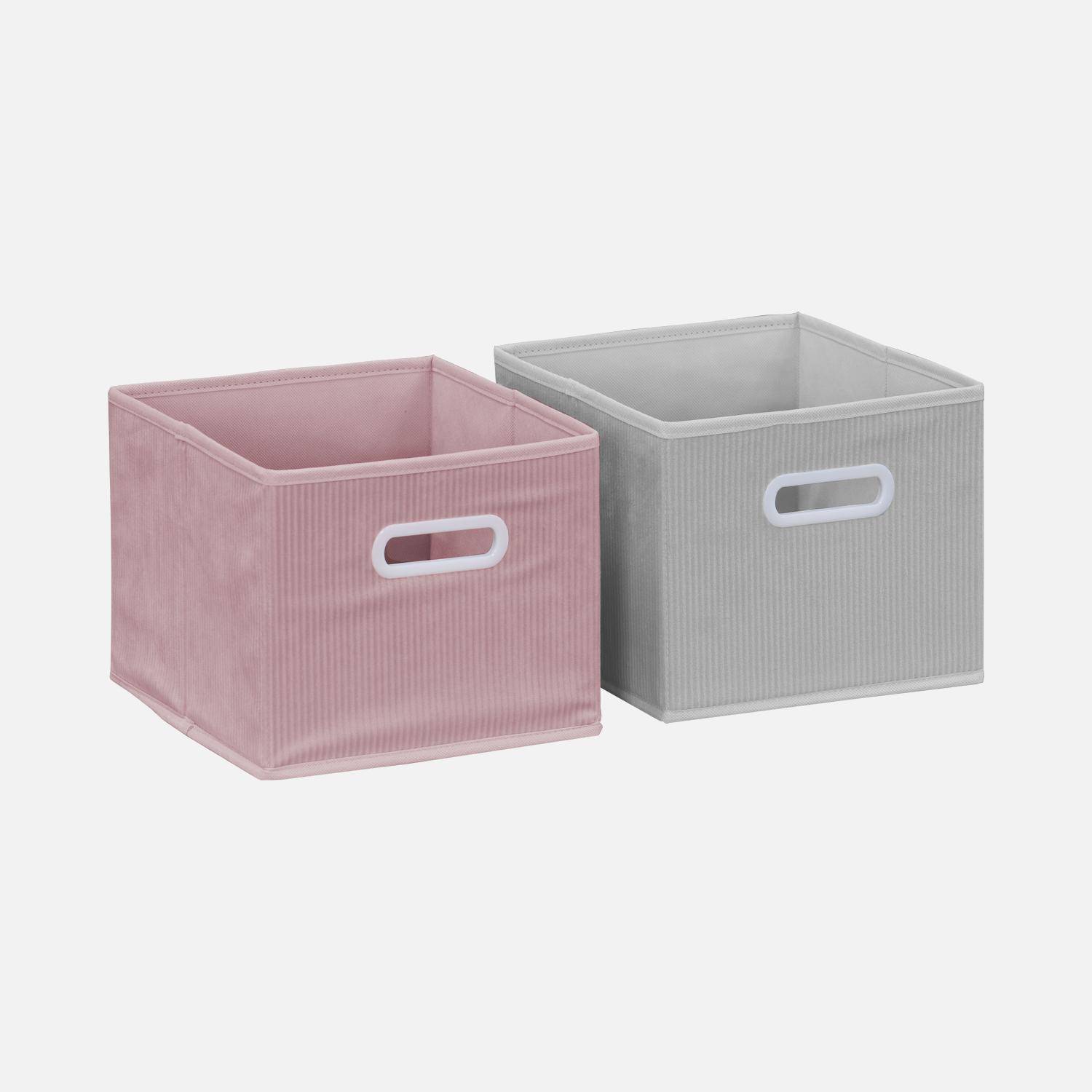Mueble de almacenaje para niños con 7 compartimentos y 3 cestas rosas y 3 cestas grises,sweeek,Photo3