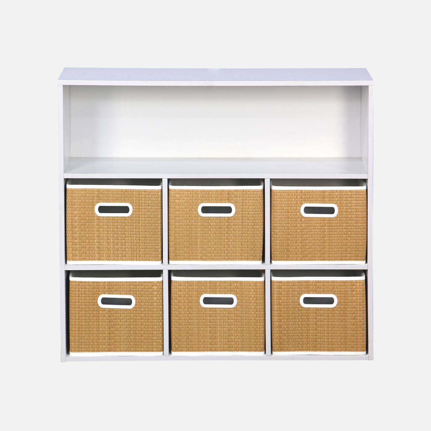 Children's storage unit with 6 plant fibre baskets, Camille, Natural, 129.5x72.2x70 cm Photo4