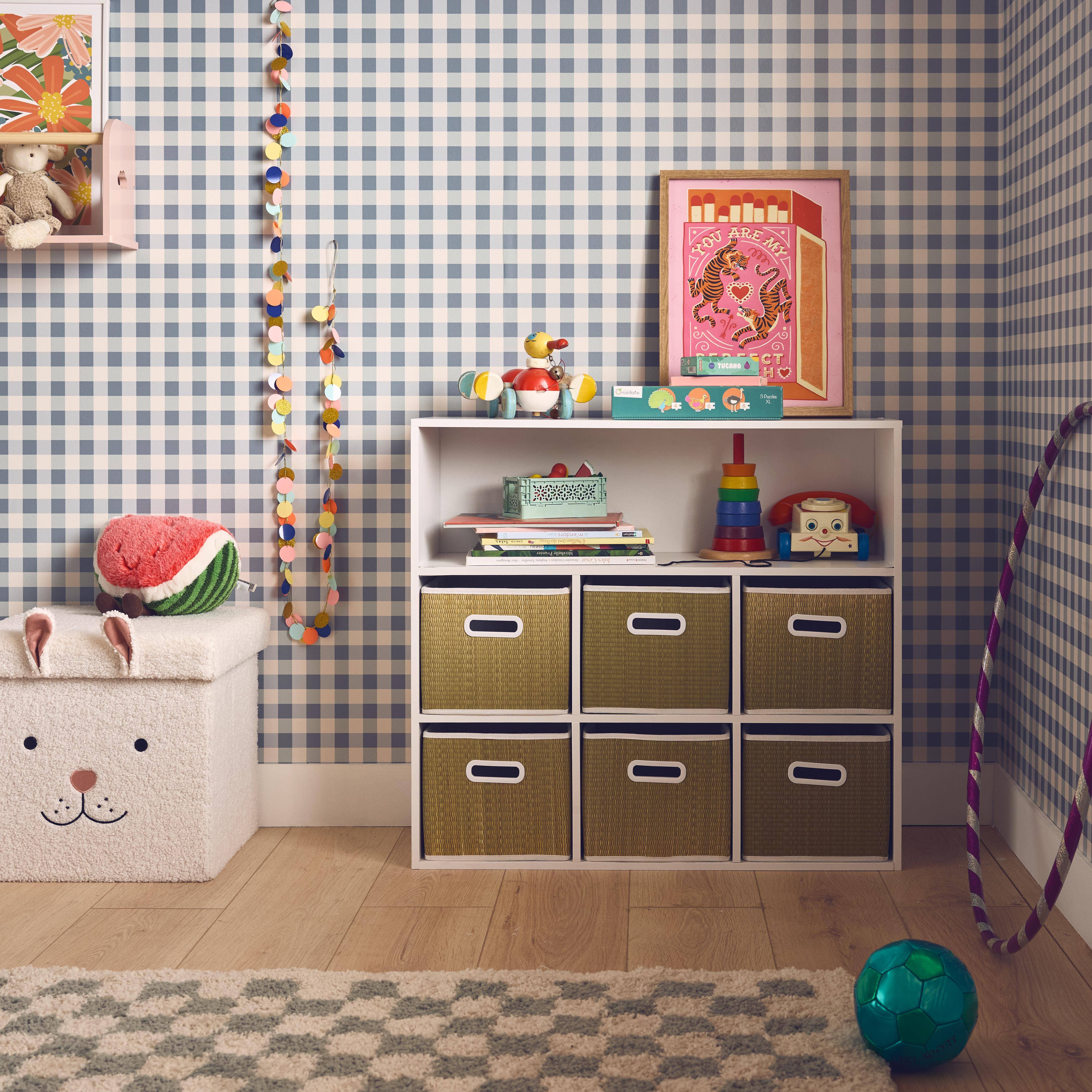 Children's storage unit with 6 plant fibre baskets, Camille, Natural, 129.5x72.2x70 cm Photo1