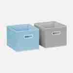 Storage unit for children with 7 compartments and 2 blue and 2 grey velvet baskets Photo3