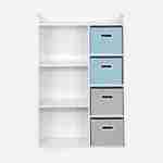 Storage unit for children with 7 compartments and 2 blue and 2 grey velvet baskets Photo2