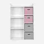 Mueble de almacenaje infantil con 7 compartimentos y 2 cestas de terciopelo rosa y 2 grises Photo2