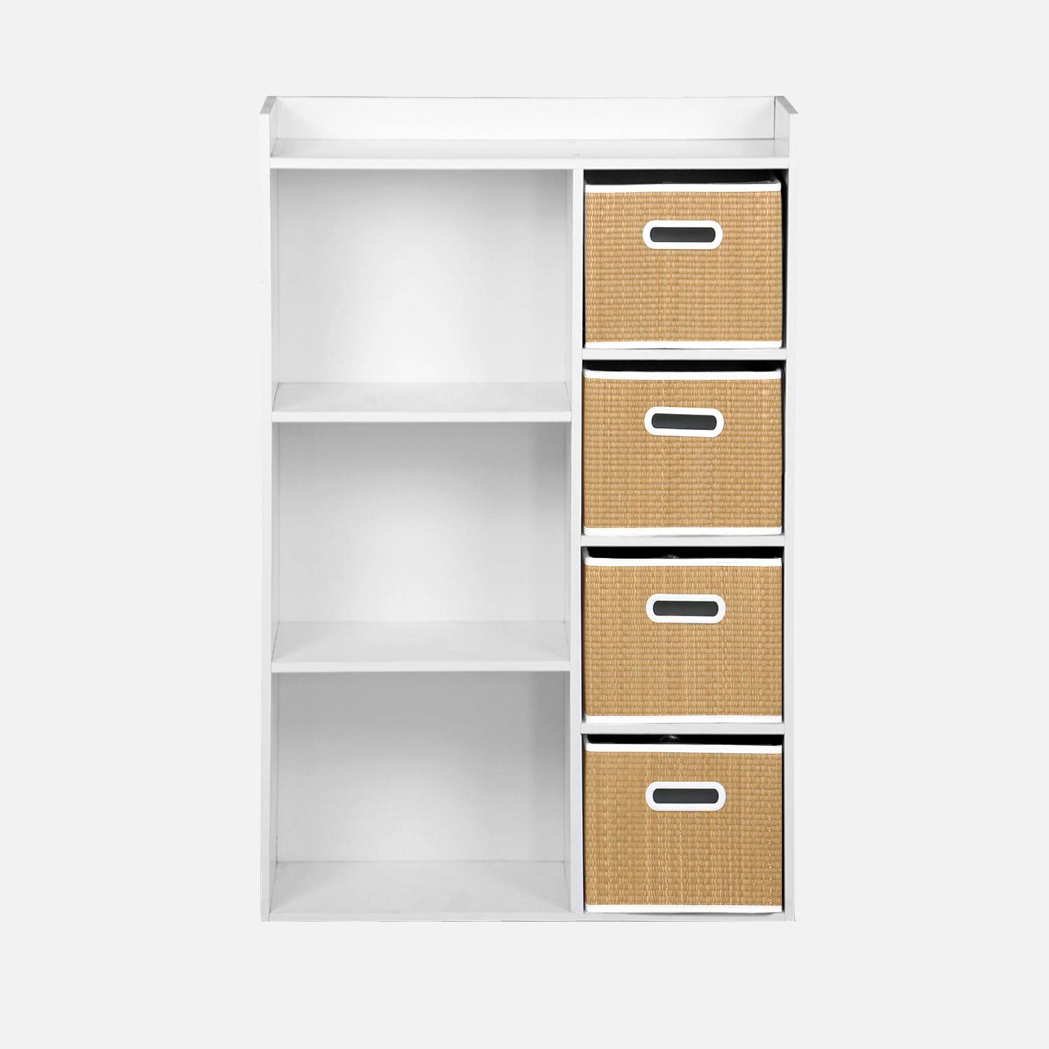 Meuble de rangement pour enfant avec 7 compartiments et 4 paniers fibre naturelle Photo5