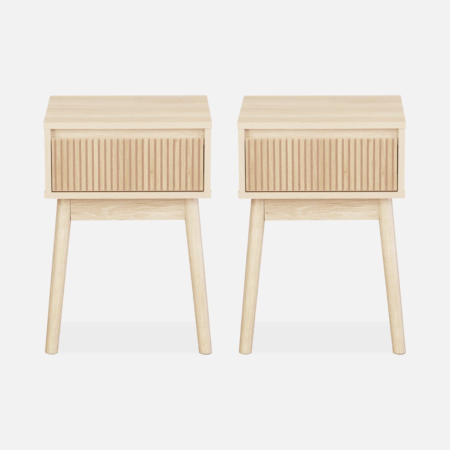 Table de chevet avec un tiroir naturel (lot de 2)
