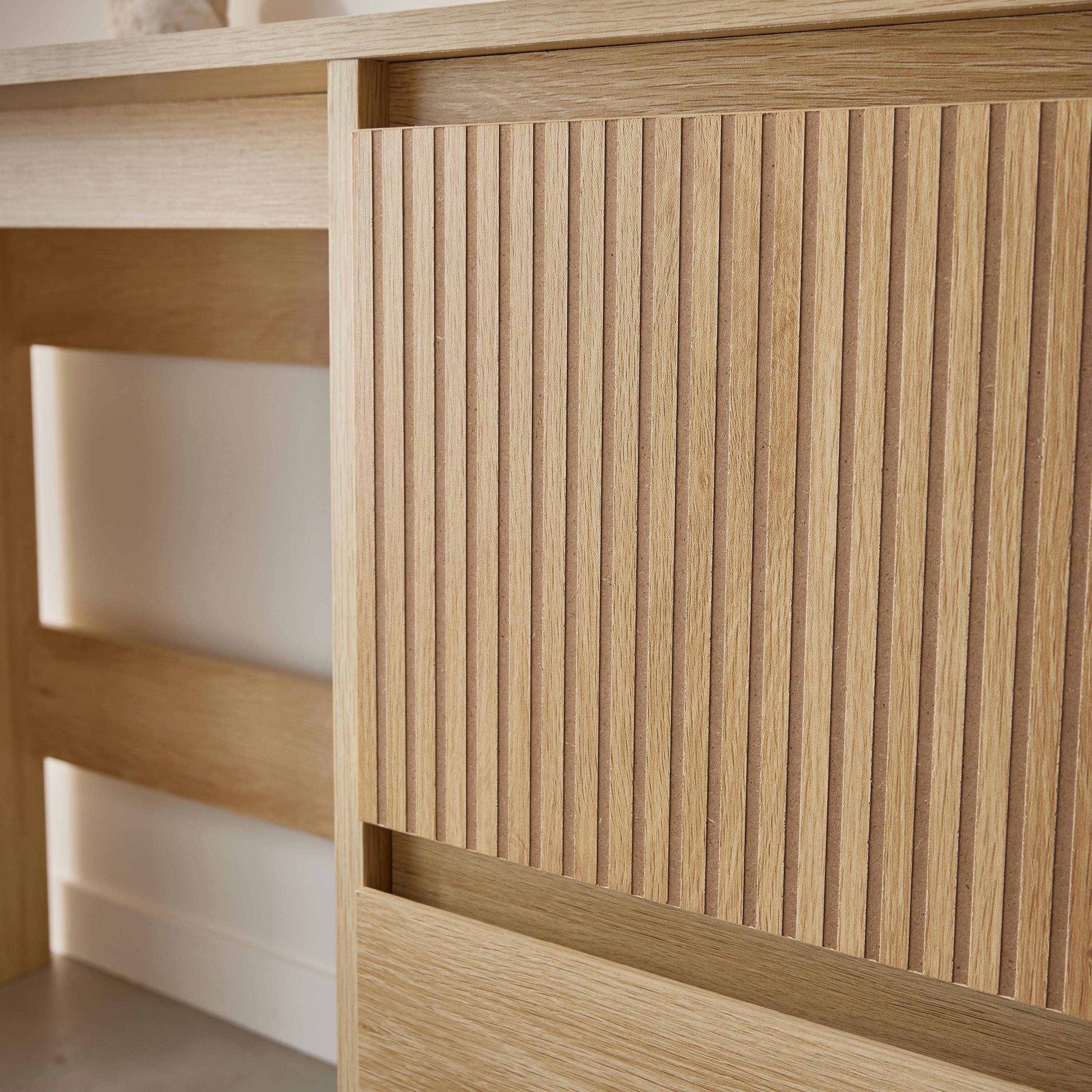 Scandinavian desk wood decor 2 drawers, Linear, Natural, 120x48x75 cm Photo3