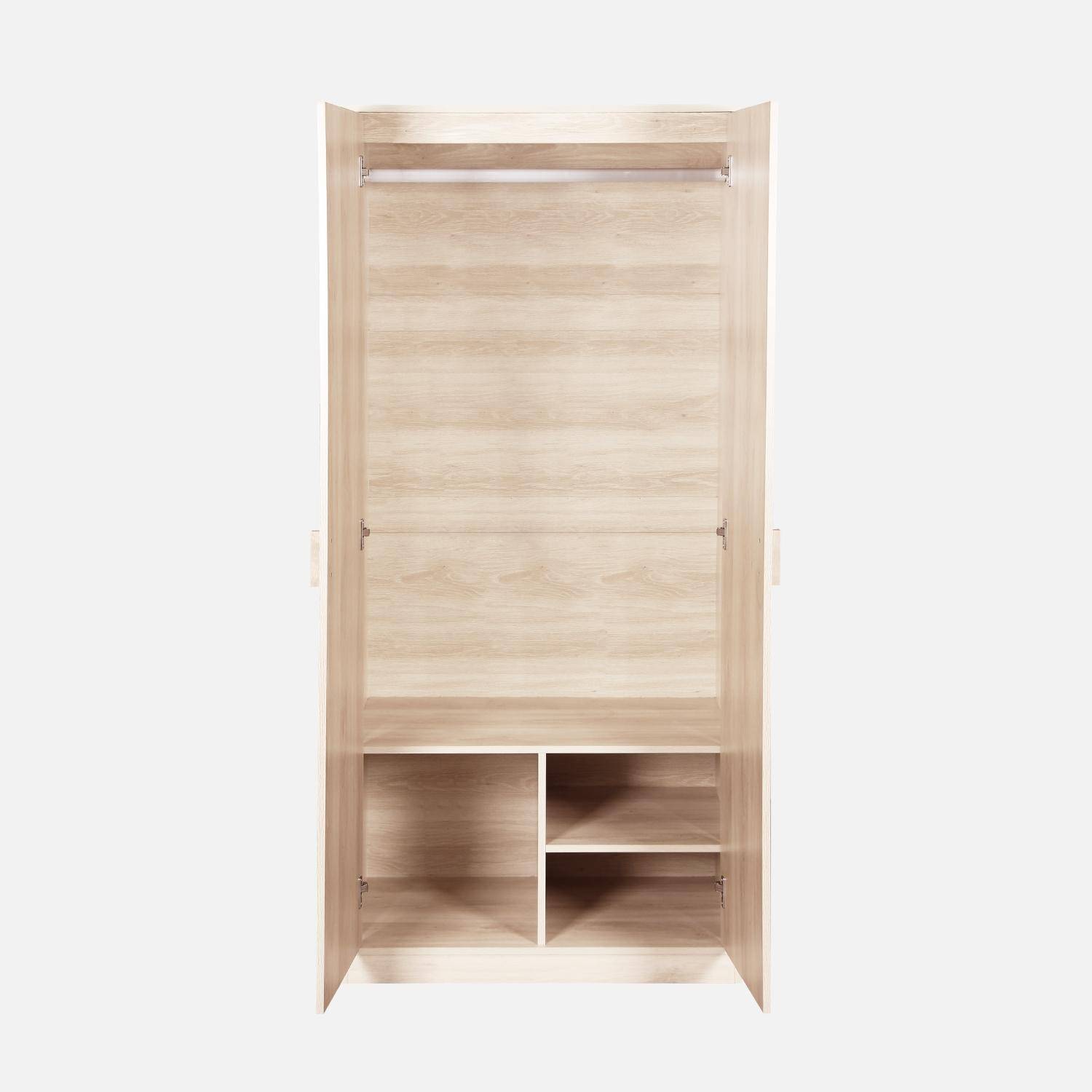 Garderobe, 2-deurs kledingkast met hangruimte, gelamineerde panelen en dennenhouten poten B 80 x D 48 x H 180cm, Linear Photo5