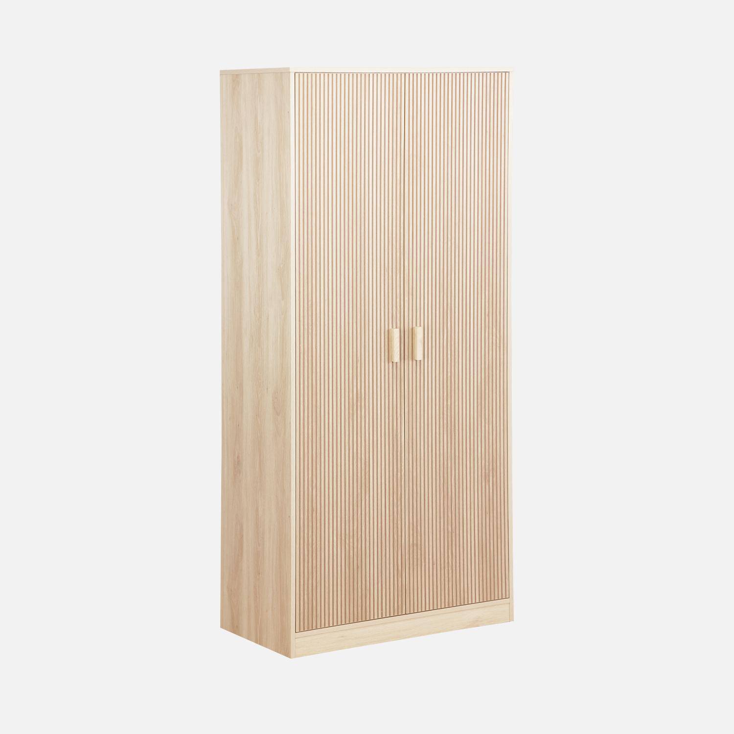 Dressing, armoire, 2 portes avec penderie et rangements LINEAR, panneaux stratifiés et pied en bois de sapin L 80 x P 48 x H 180cm Photo4