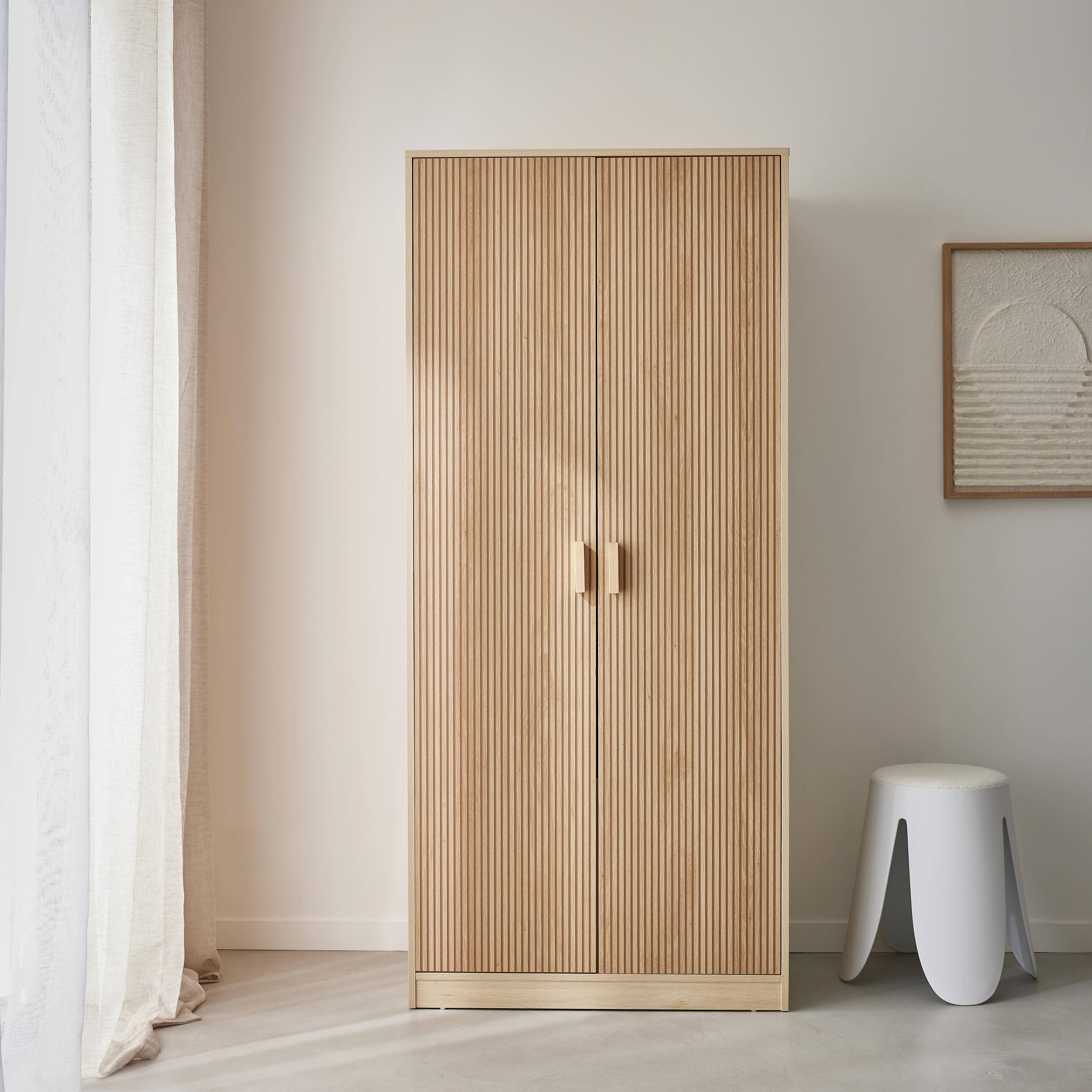 Sweeek Modulo Guardaroba Con Appendiabiti E Portapantaloni - Armadio Modulare 60x45x180 Cm, Marrone Naturale, 4 Barre, Design Moderno - 3