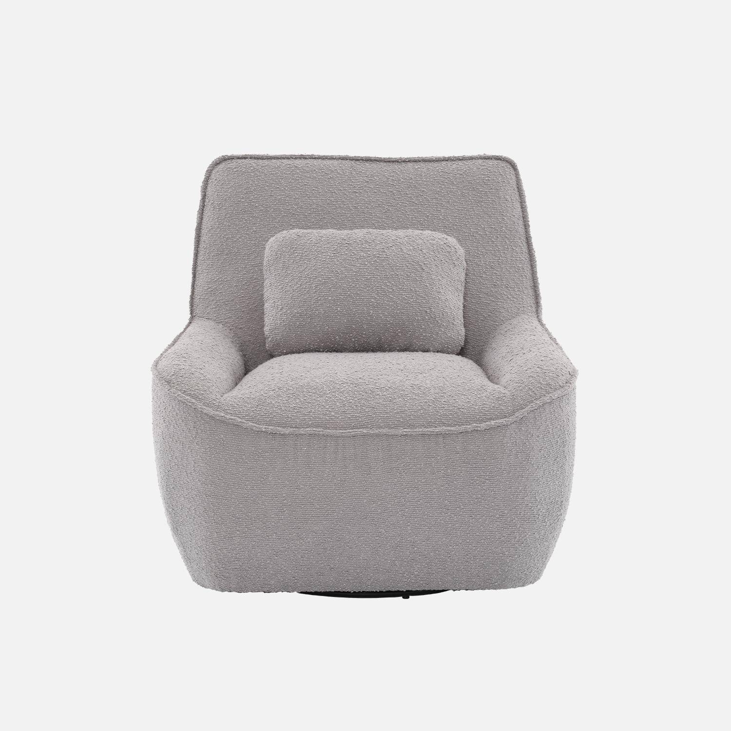 360° draaibare fauteuil in lichtgrijs bouclé afneembaar kussen, Lounge, B 83 x D 83 x H 83cm Photo5