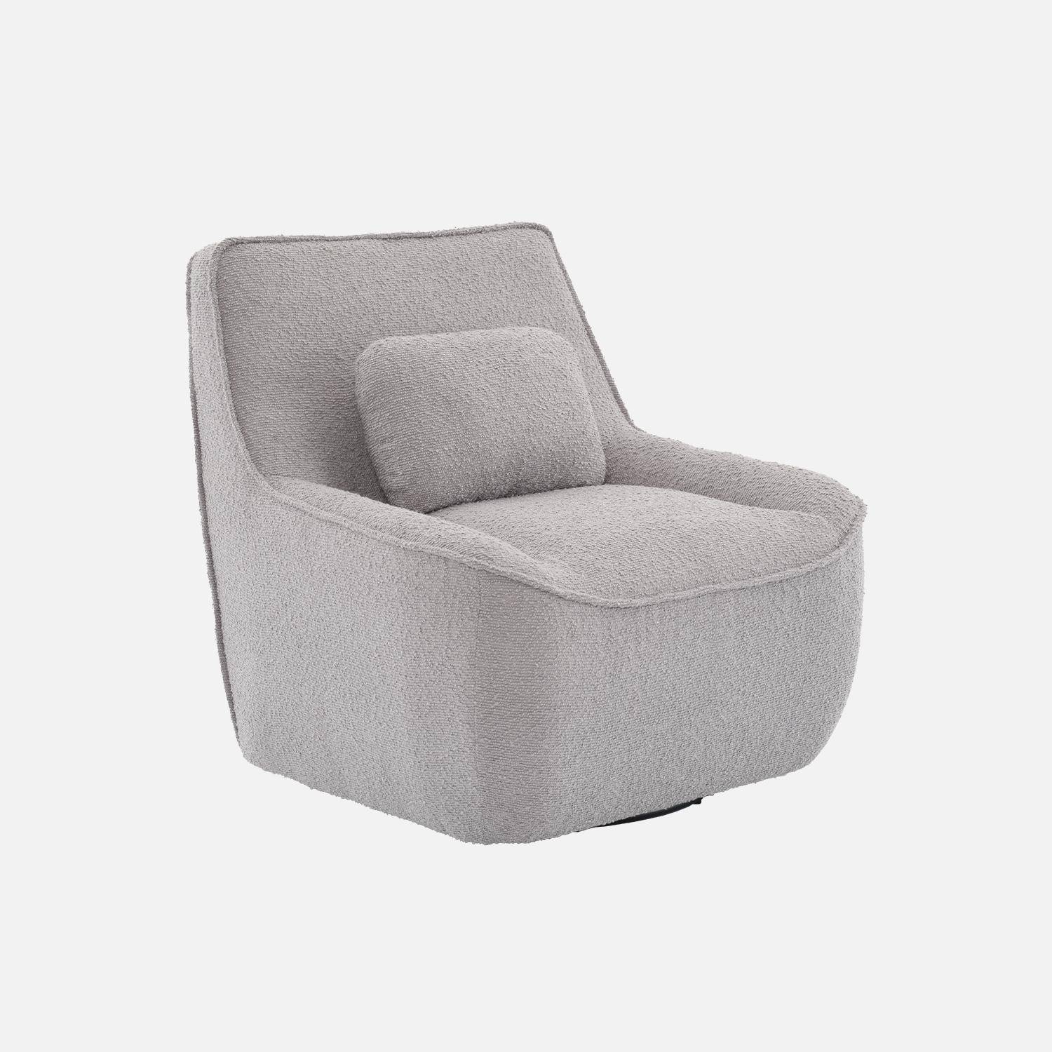 360° draaibare fauteuil in lichtgrijs bouclé afneembaar kussen, Lounge, B 83 x D 83 x H 83cm,sweeek,Photo4