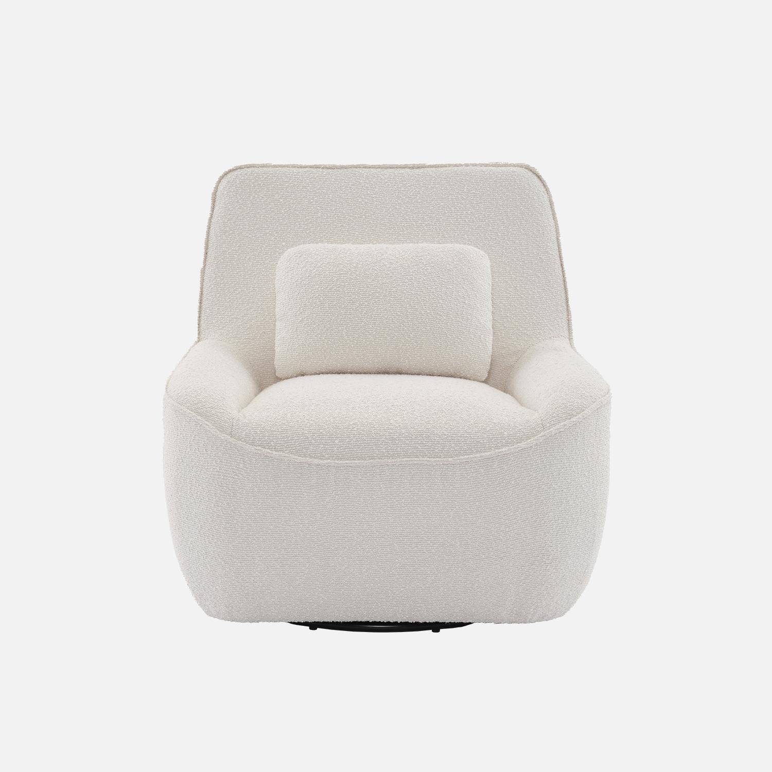 360° draaibare fauteuil in wit bouclé afneembaar kussen, Lounge, B 83 x D 83 x H 83cm Photo5