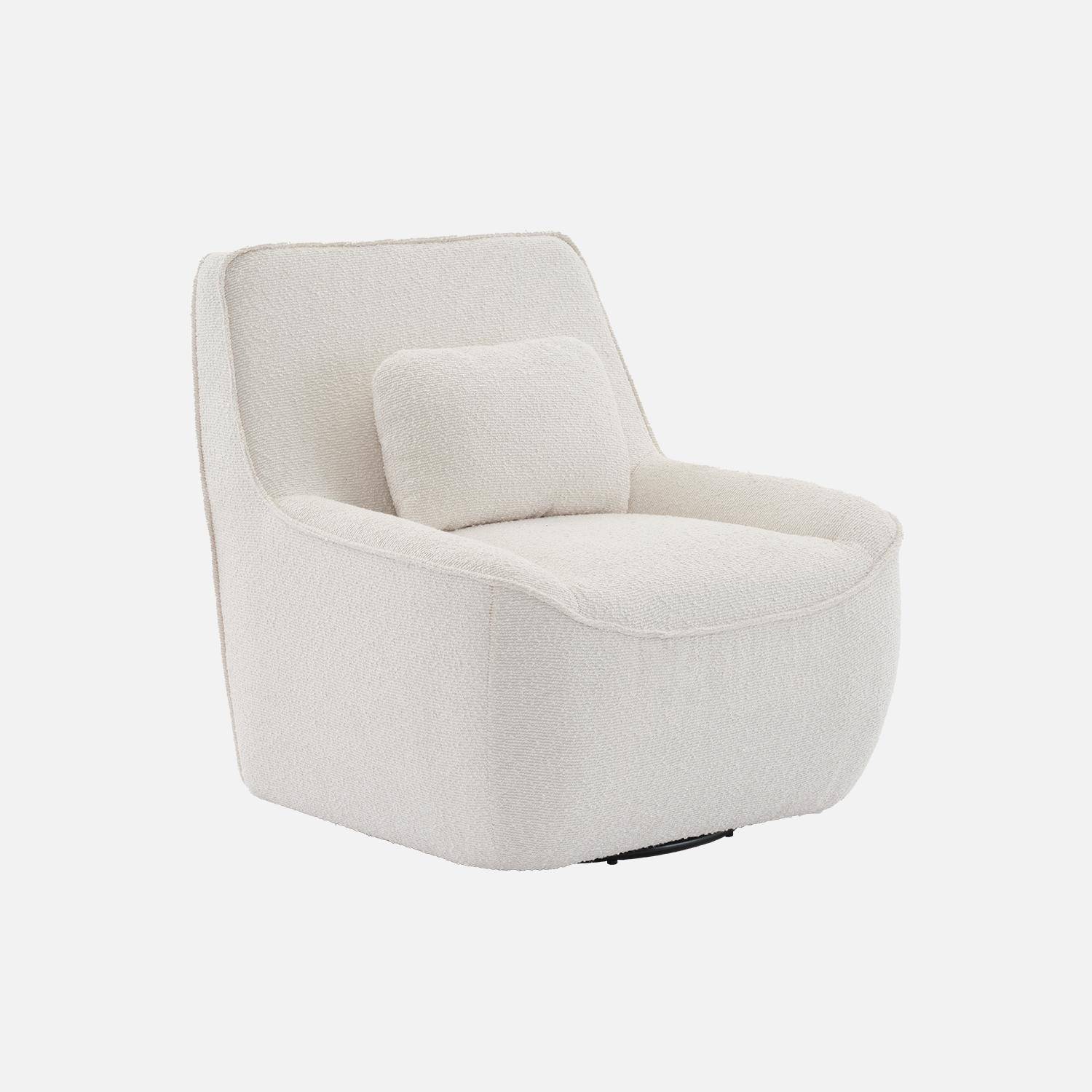 360° draaibare fauteuil in wit bouclé afneembaar kussen, Lounge, B 83 x D 83 x H 83cm Photo4