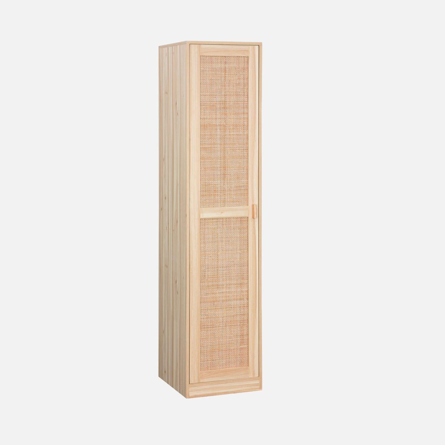 Dressingkast rotan en houteffect, kledingkast met 1 deur, 5 planken,sweeek,Photo3