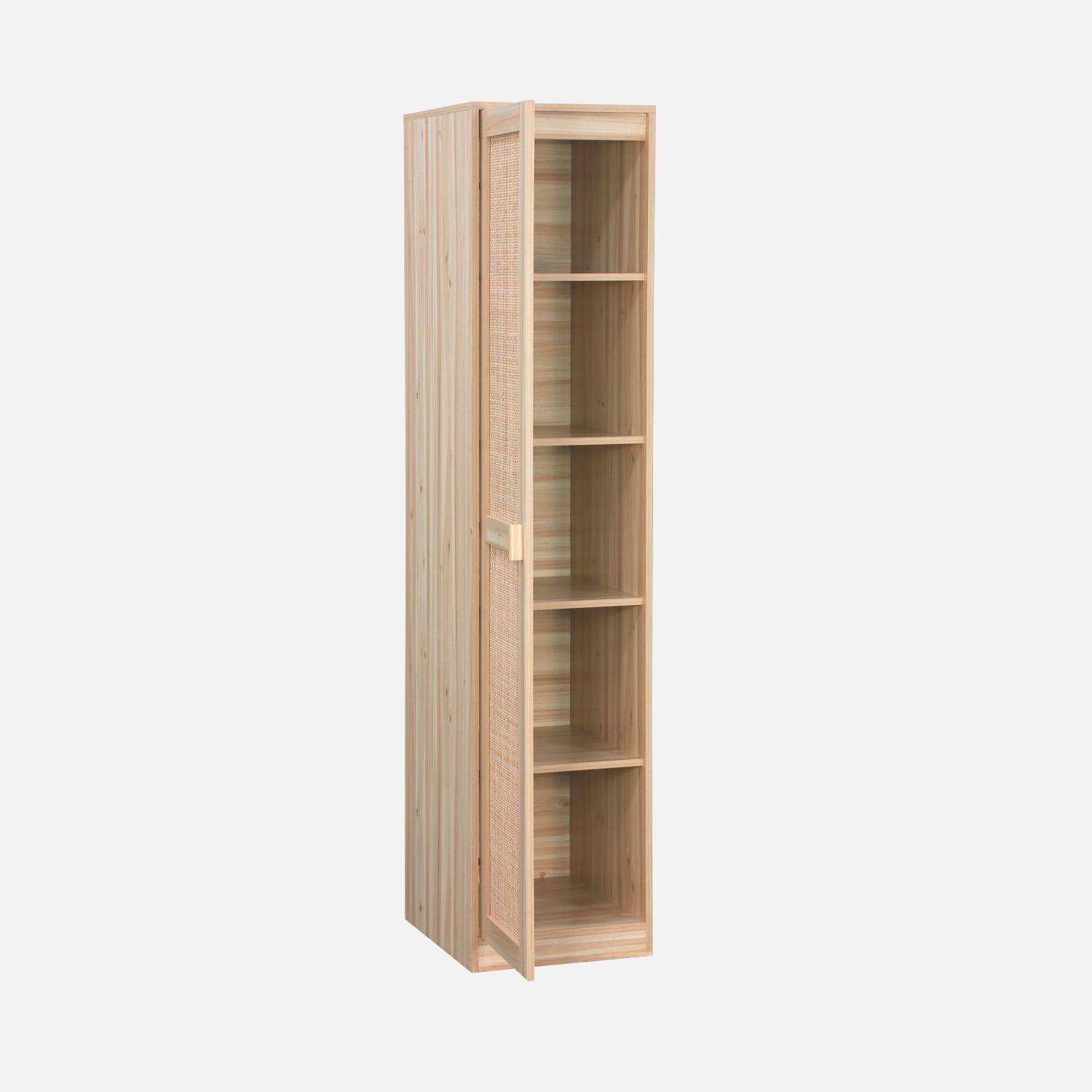 Armoire dressing cannage et effet bois, garde-robe 1 porte, 5 étagères ,sweeek,Photo7