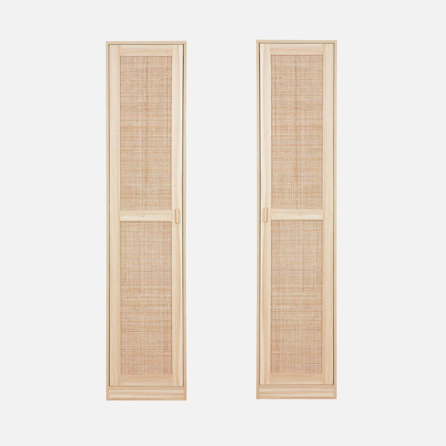Dressingkast rotan en houteffect, kledingkast met 1 deur, 5 planken Photo4
