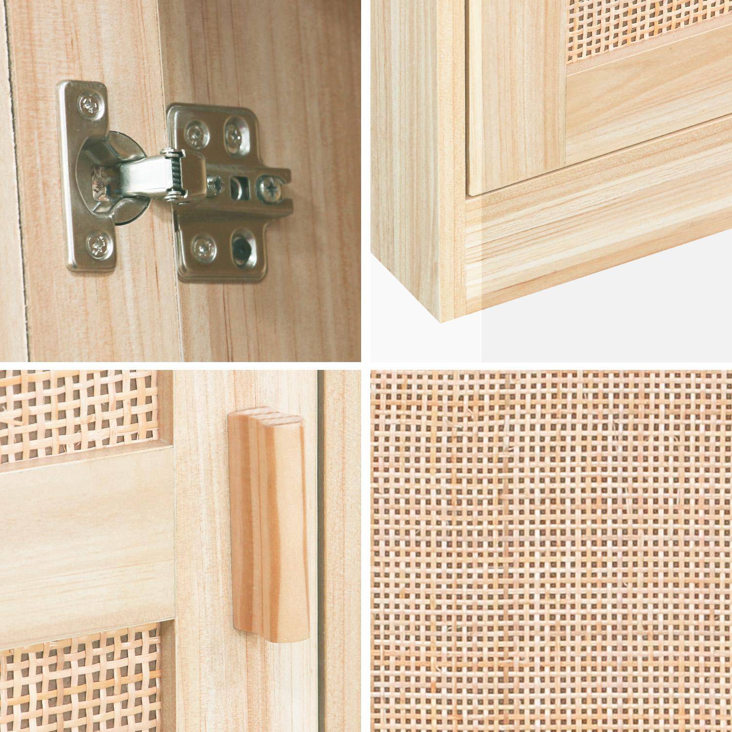 Armoire dressing cannage et effet bois, garde-robe 1 porte, 5 étagères ,sweeek,Photo6
