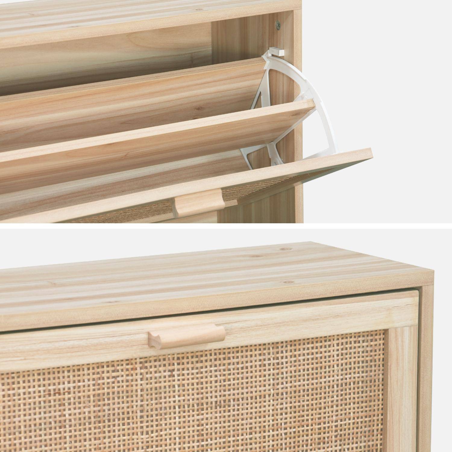 Schoenenkast met 3 deuren en rotan Photo7