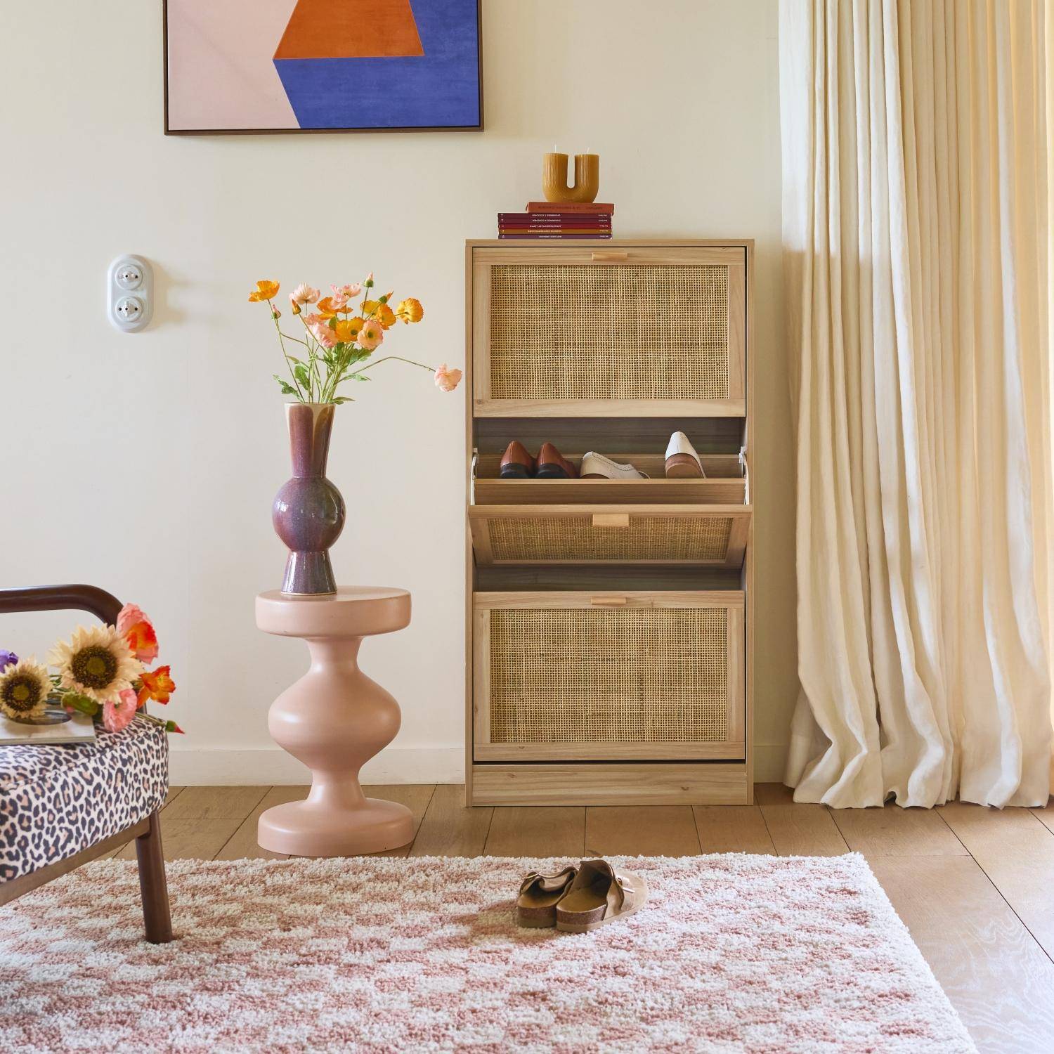 Schoenenkast met 3 deuren en rotan,sweeek,Photo2