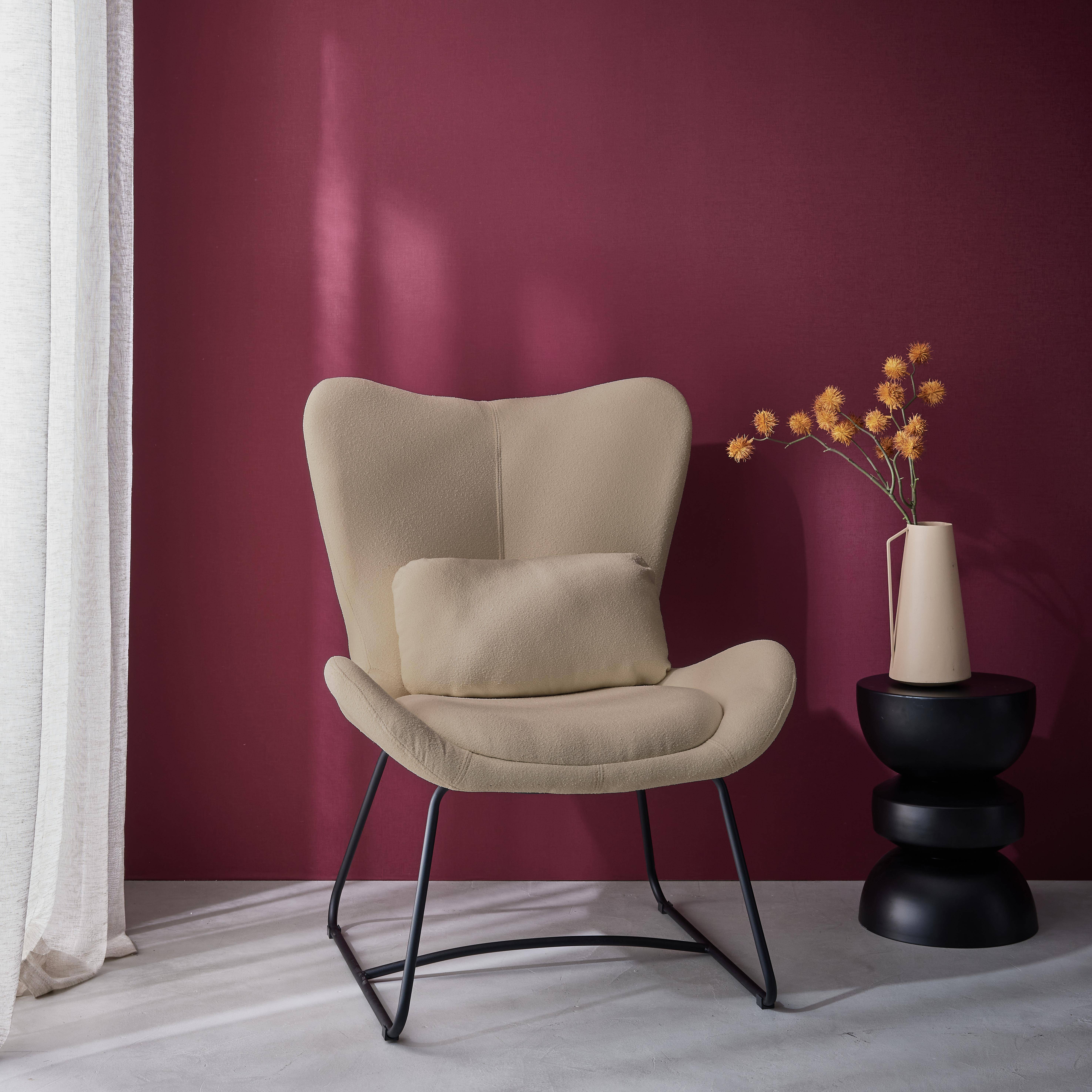 Cadeirão em tecido com almofada, Nina, Beige, 75x78x101 cm,sweeek,Photo1