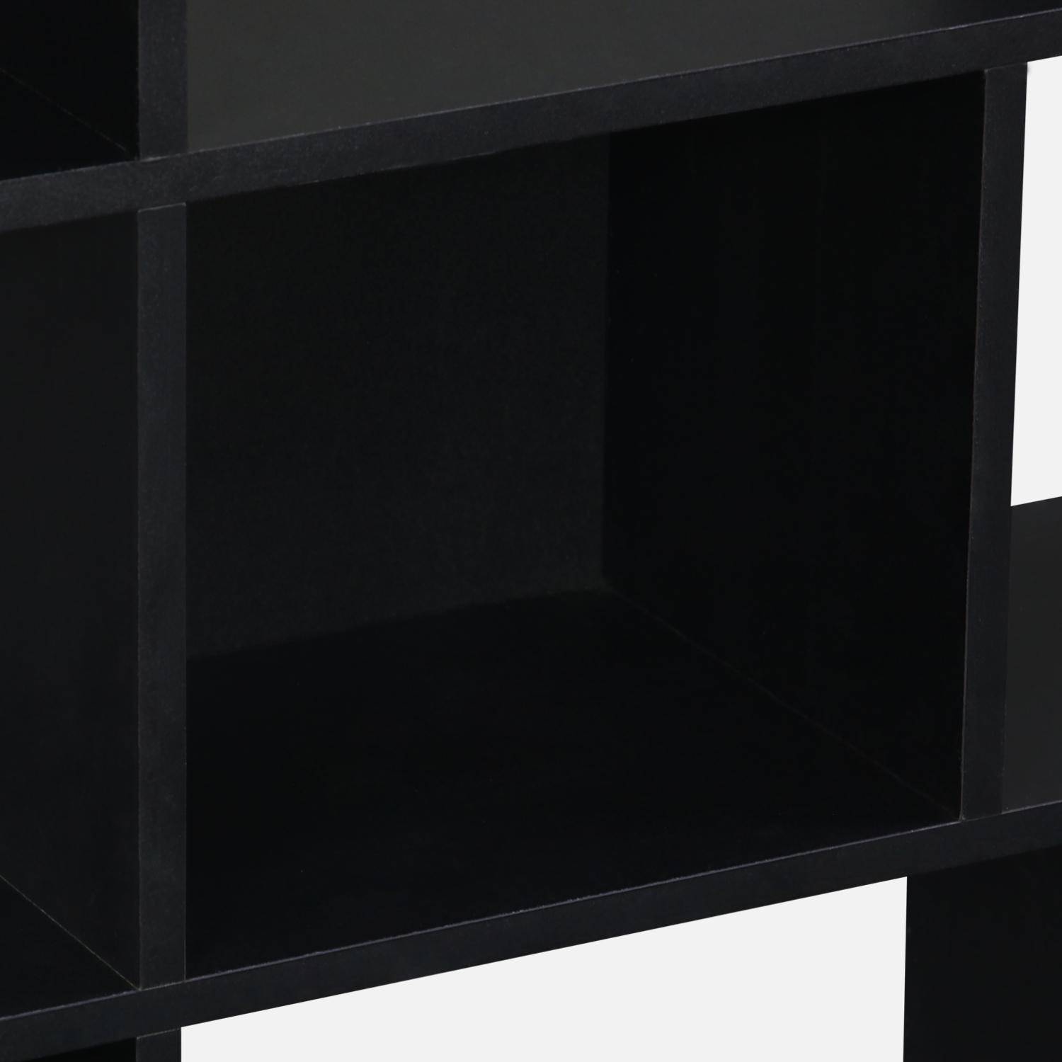 Asymmetrische zwarte design boekenkast, Pieter, 3 planken, 12 opbergvakken Photo7