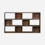Asymmetrische walnoot kleurige design boekenkast, Pieter, 3 planken, 12 opbergvakken Photo2