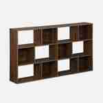 Asymmetrische walnoot kleurige design boekenkast, Pieter, 3 planken, 12 opbergvakken Photo1