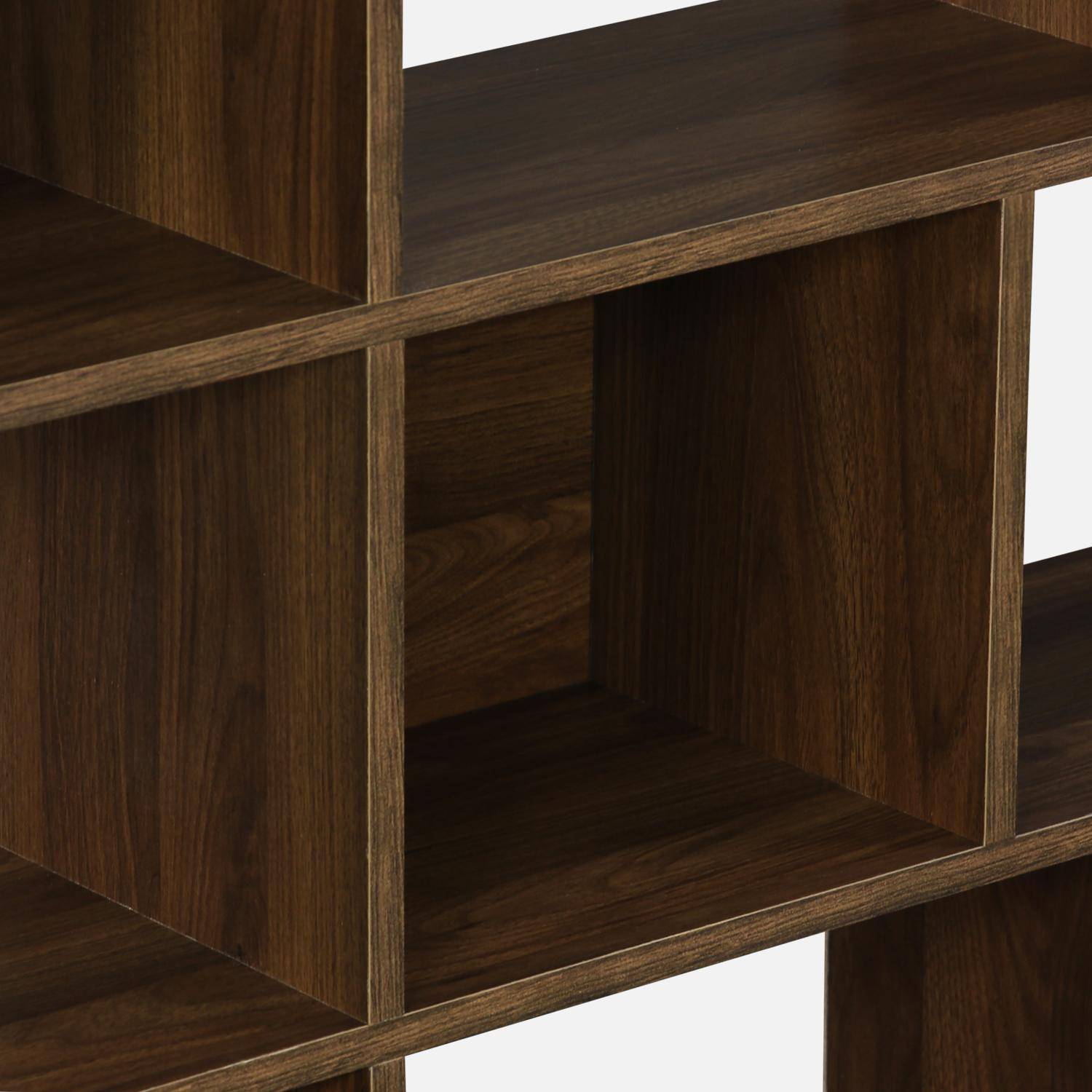 Asymmetrische walnoot kleurige design boekenkast, Pieter, 3 planken, 12 opbergvakken,sweeek,Photo5