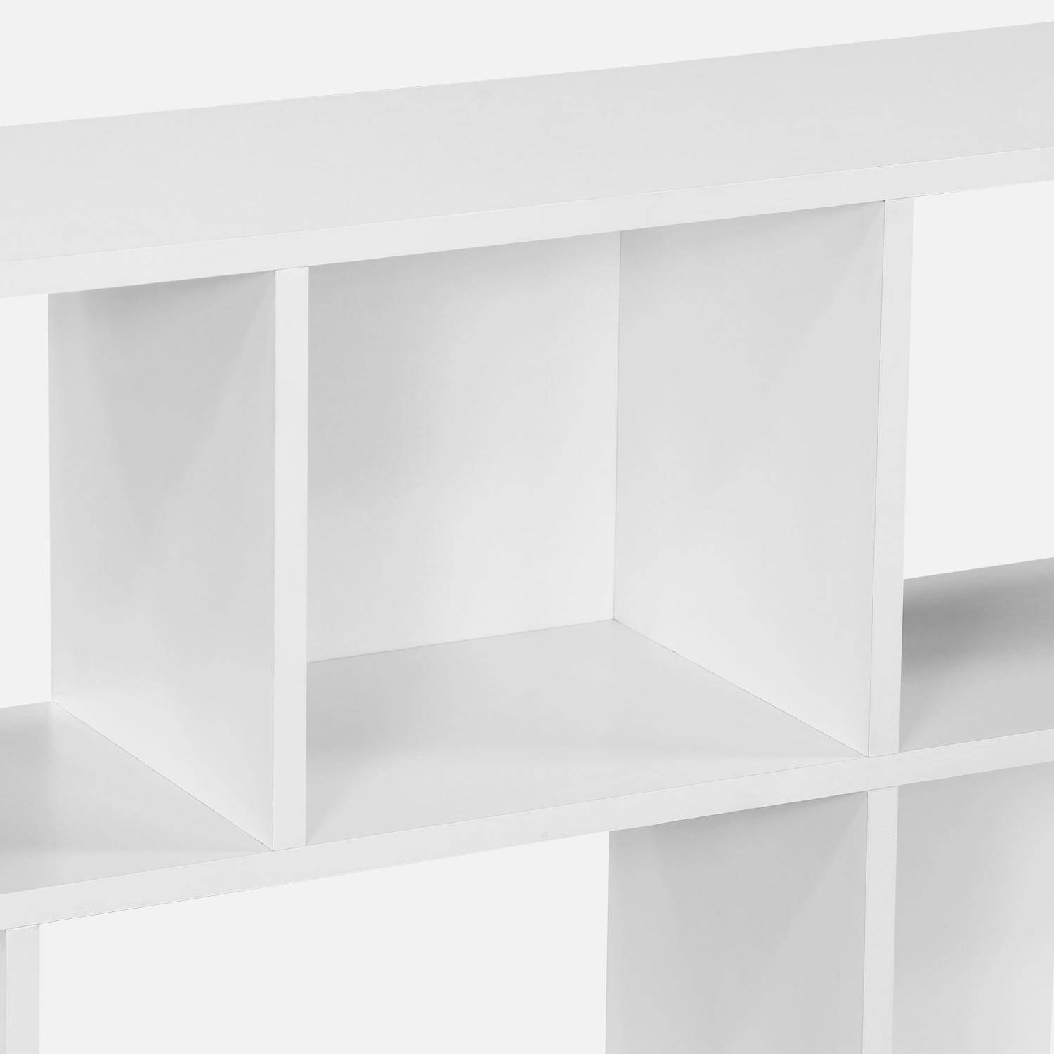 Witte boekenkast met asymmetrisch design, Pieter, 3 planken, 12 opbergvakken Photo6