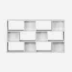 Bibliothèque design asymétrique blanche, Pieter, 3 étagères, 12 compartiments de rangement Photo2