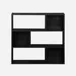 Zwarte boekenkast, 3 planken en 6 opbergvakken, Pieter Photo2