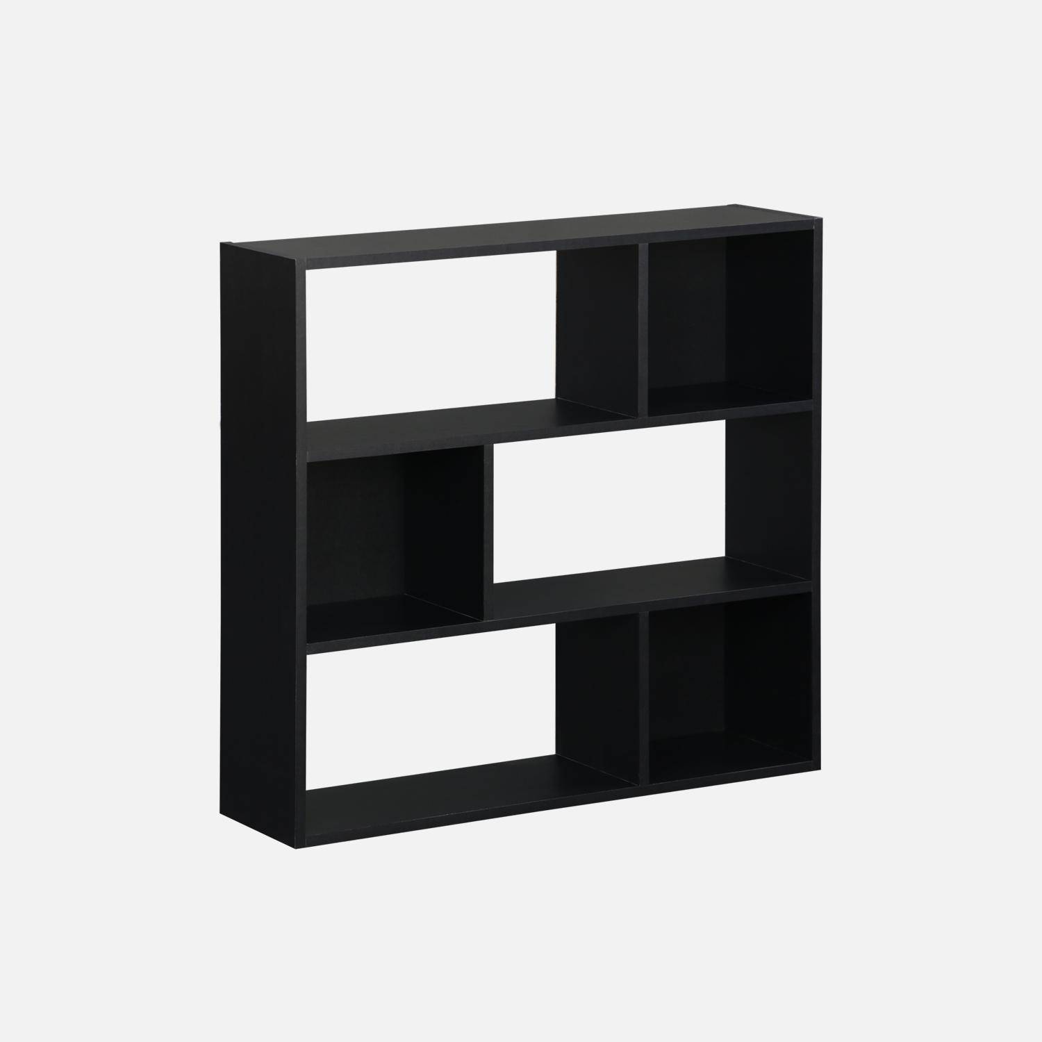 3-shelf bookcase with 6 compartments, black,  L83xW23xH80cm, Pieter,sweeek,Photo1