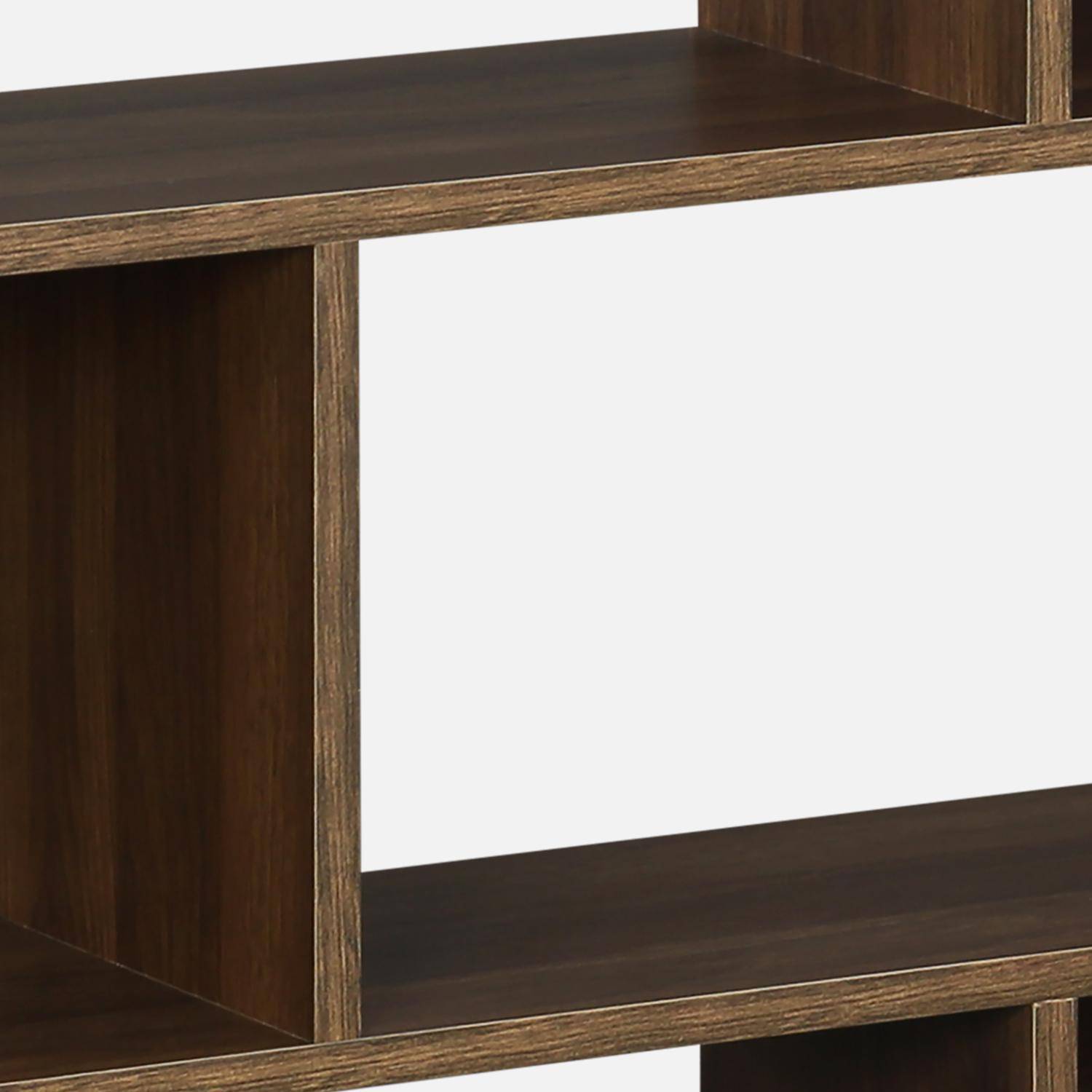 Walnootkleurige boekenkast, 3 planken en 6 opbergvakken, Pieter,sweeek,Photo3