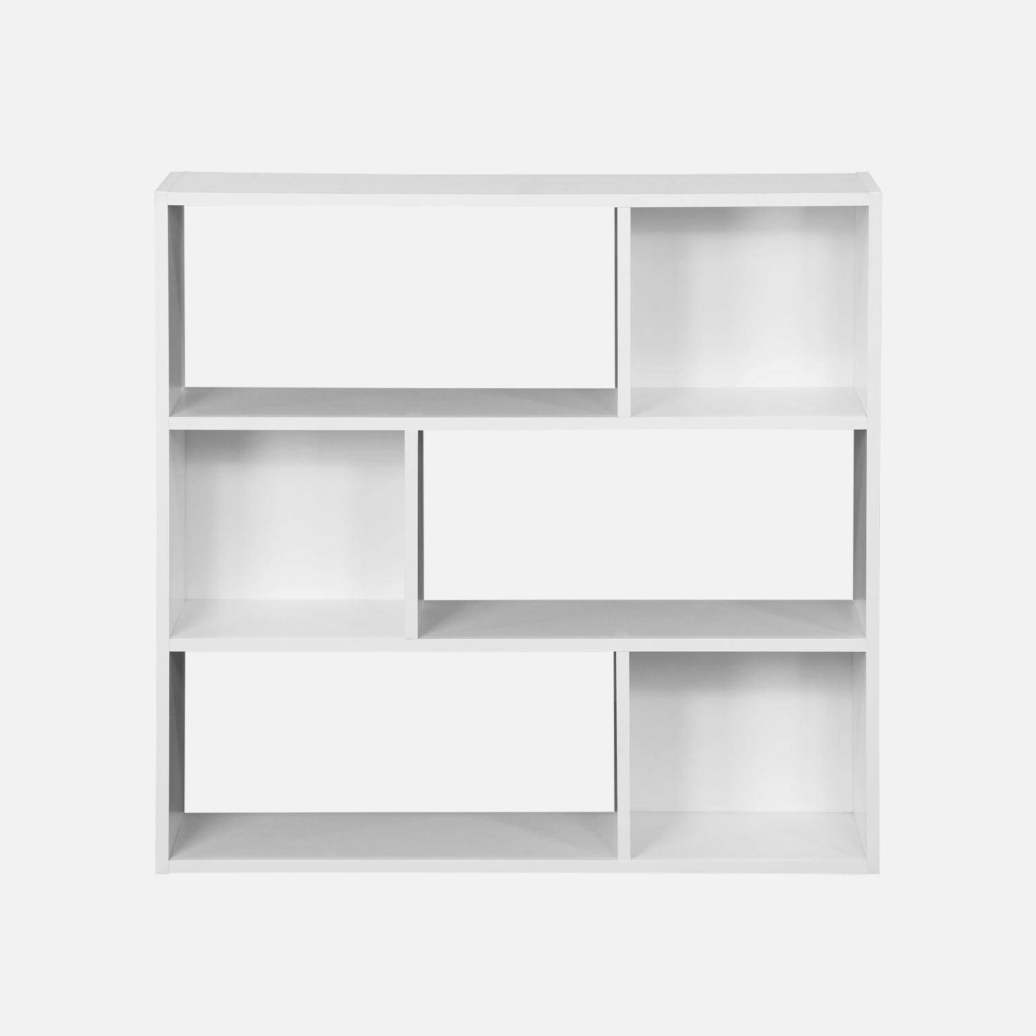 3-shelf bookcase with 6 compartments, white, L83xW23xH80cm, Pieter Photo3