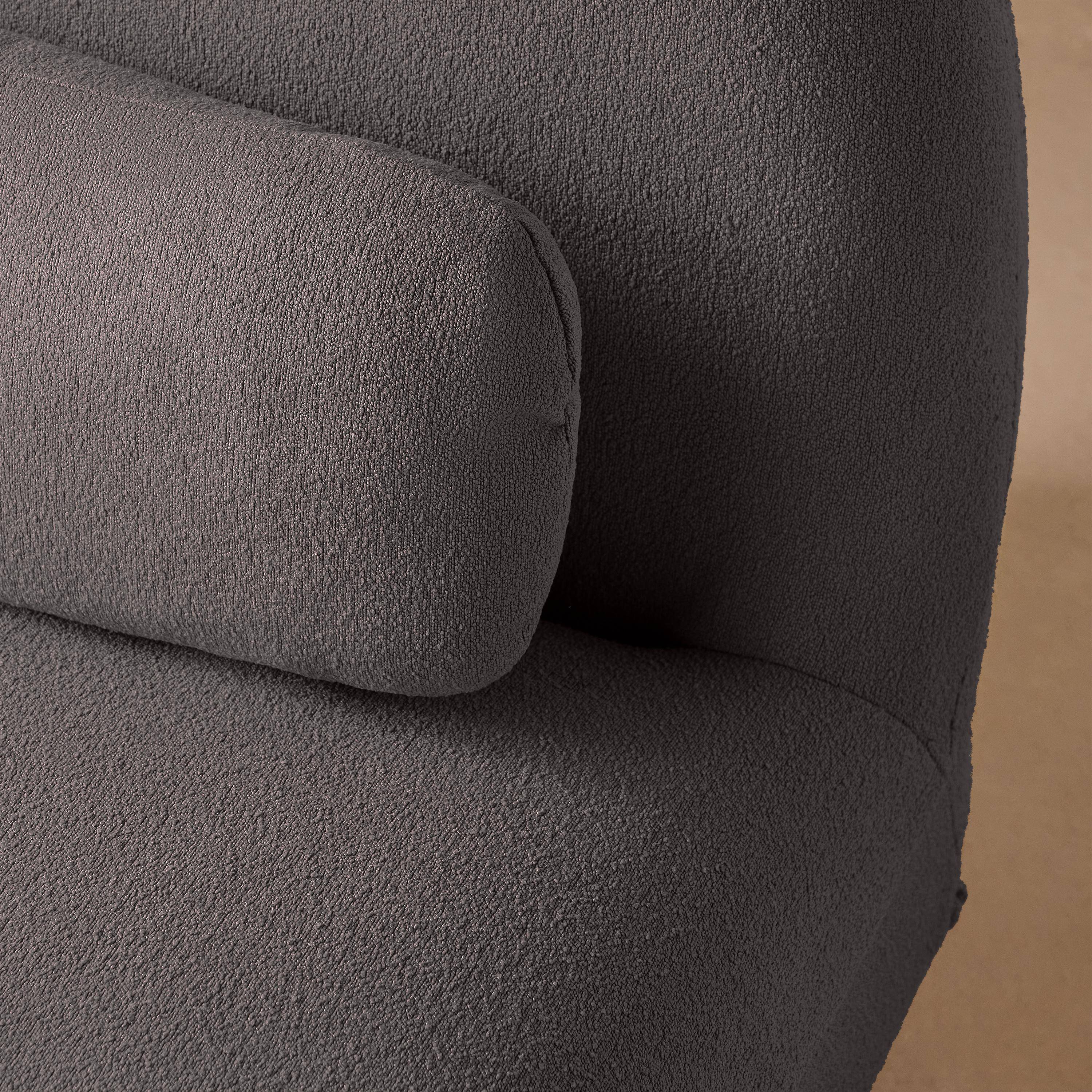 Fauteuil pivotant 360° en bouclette texturée gris souris, piètement en métal noir mat - SPINO,sweeek,Photo5