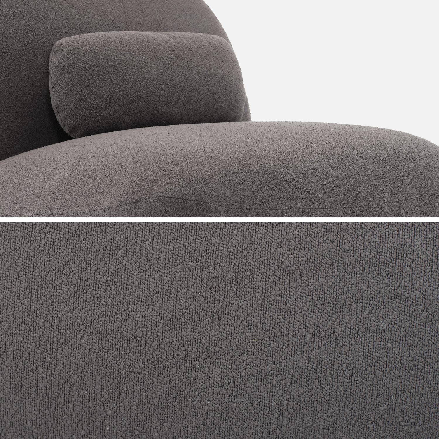 360° draaibare fauteuil in grijs boucléstof, matzwart metalen onderstel, Spino,sweeek,Photo9