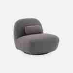 360° draaibare fauteuil in grijs boucléstof, matzwart metalen onderstel, Spino Photo4