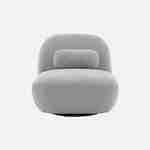 360° drehbarer Sessel mit hellgrauem Bouclé-Bezug und mattschwarzem Metallgestell - Spino Photo5