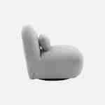 360° drehbarer Sessel mit hellgrauem Bouclé-Bezug und mattschwarzem Metallgestell - Spino Photo6