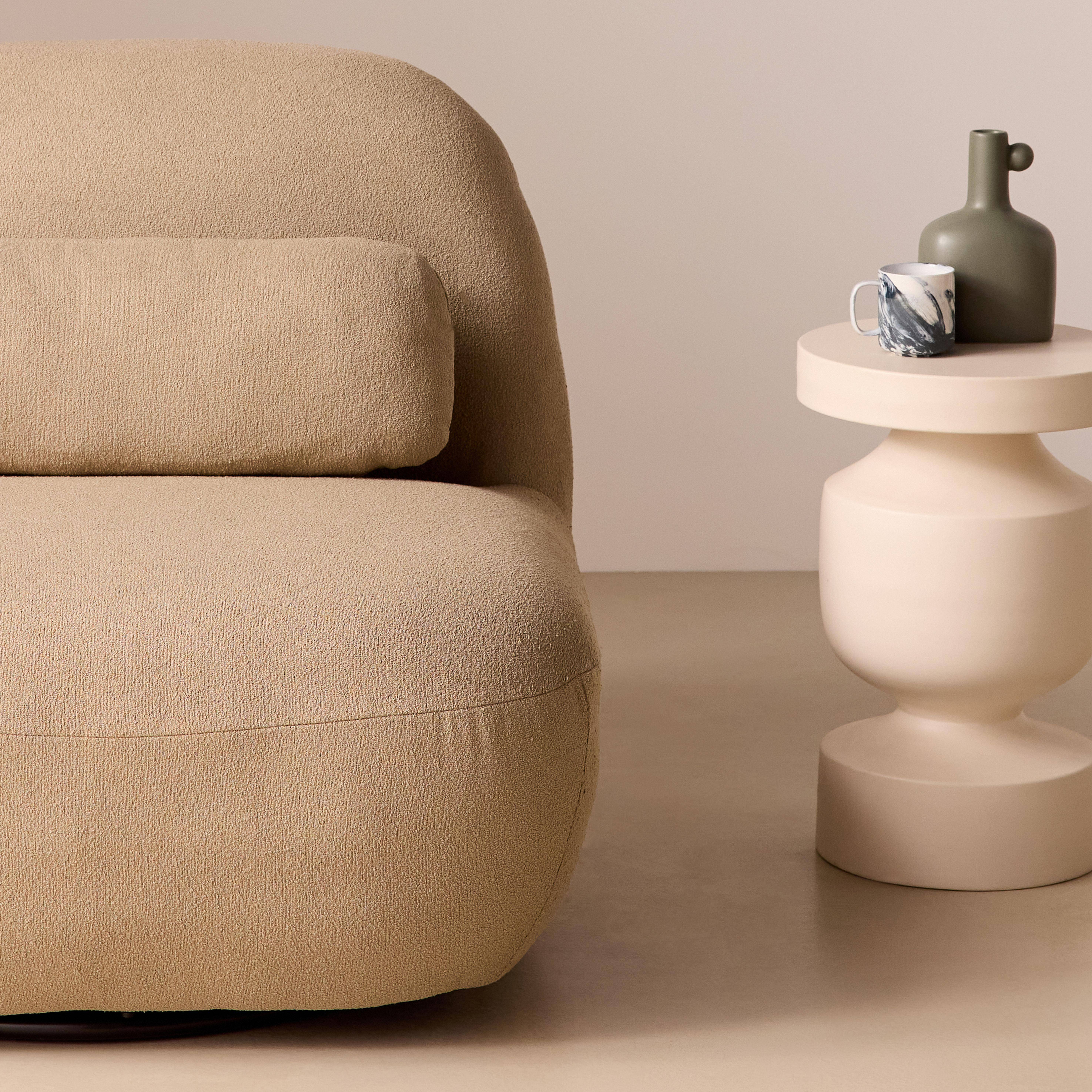 Poltrona giratório 360º em tecido boucle texturado, Spino, Beige, 85x85x75 cm,sweeek,Photo3