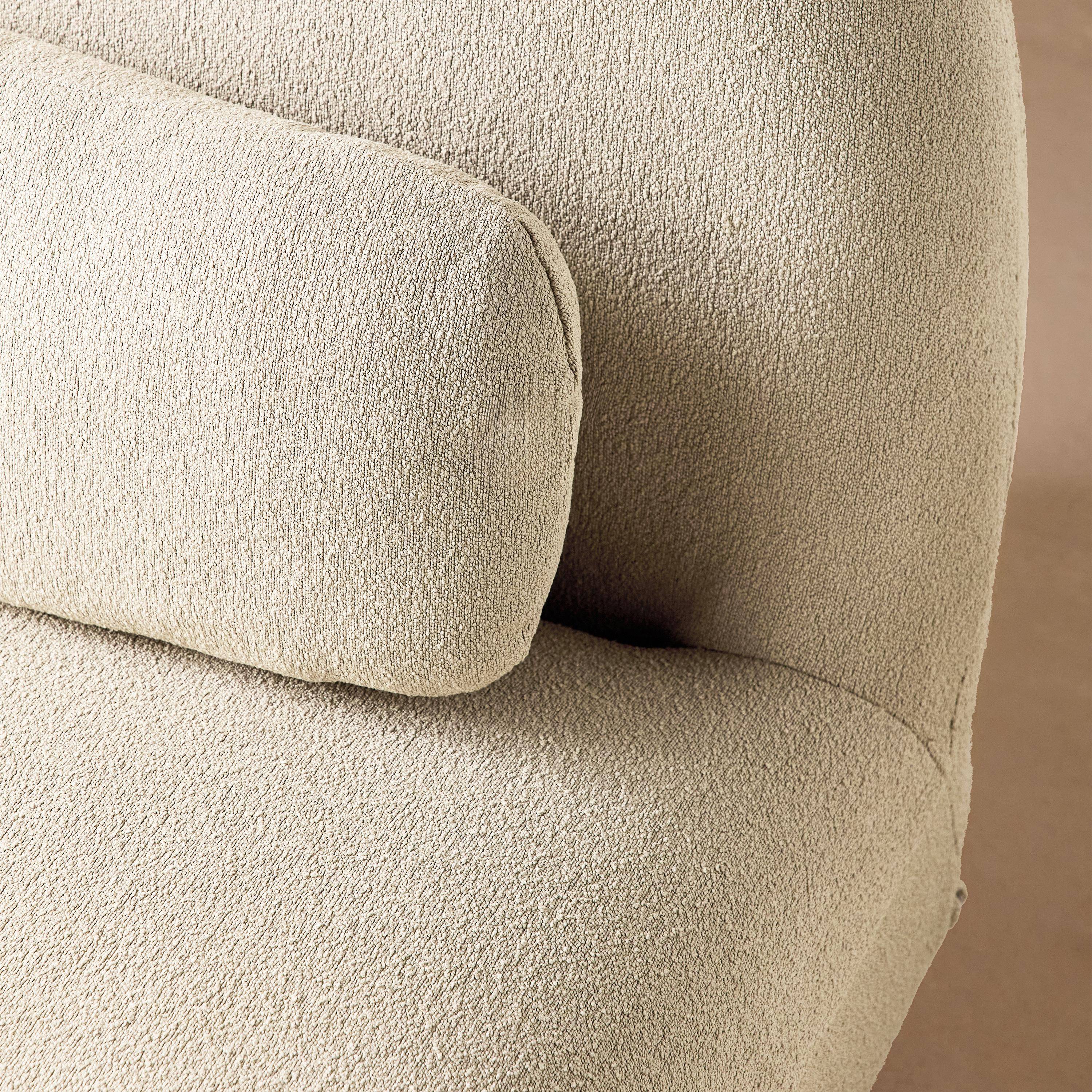 Fauteuil pivotant 360° en bouclette texturée blanc crème, piètement en métal noir mat - SPINO Photo5