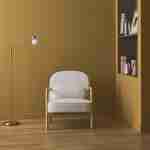 Scandinavische heveahouten fauteuil in witte boucléstof, Amélie Photo2