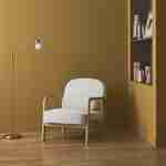 Skandinavischer Sessel aus Hevea-Holz mit  weißem Bouclé-Bezug und abgerundeter Rückenlehne - Amelie Photo1