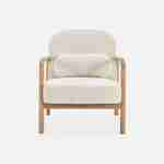 Skandinavischer Sessel aus Hevea-Holz mit  weißem Bouclé-Bezug und abgerundeter Rückenlehne - Amelie Photo4