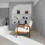Skandinavischer Sessel aus nussbaumfarbenem Hevea-Holz mit Bouclé-Bezug und abgerundeter Rückenlehne - Amelie Photo2