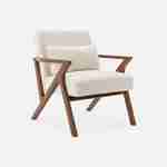 Scandinavische fauteuil in heveahout met lichte walnootbeits en witte bouclé, Antoine Photo3