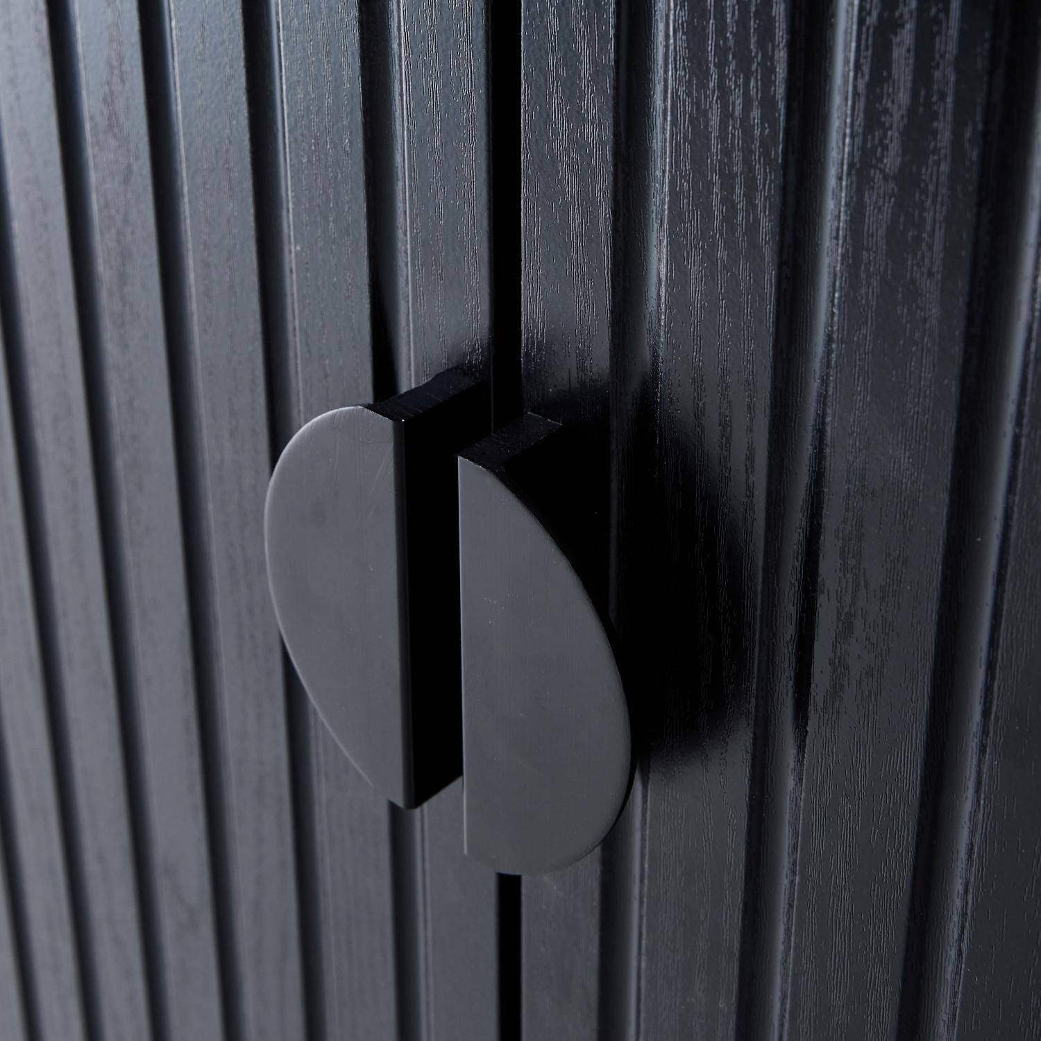 Aparador efecto madera estriada con 2 puertas, 83.5cm, Bazalt, Negro, 80x39x92.5 cm,sweeek,Photo4